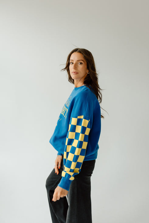 SD State Russell Check Lantern Sleeve Crew